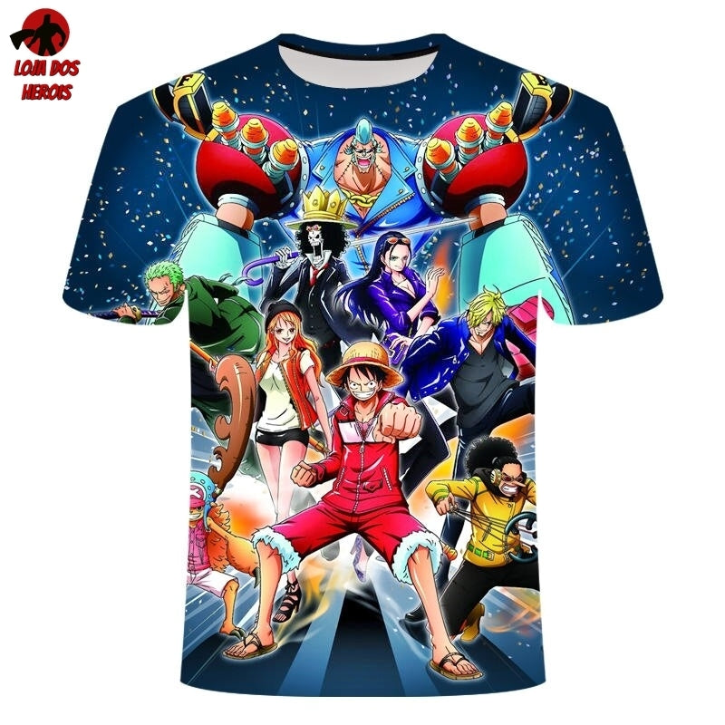 Camisa Camiseta Impressão 3D Full One Piece Anime Luffy No Espaço