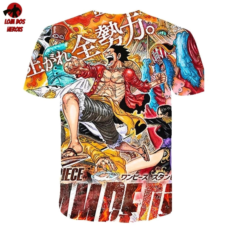 Camisa Camiseta Impressão 3D Full One Piece Anime Batalha Stampede