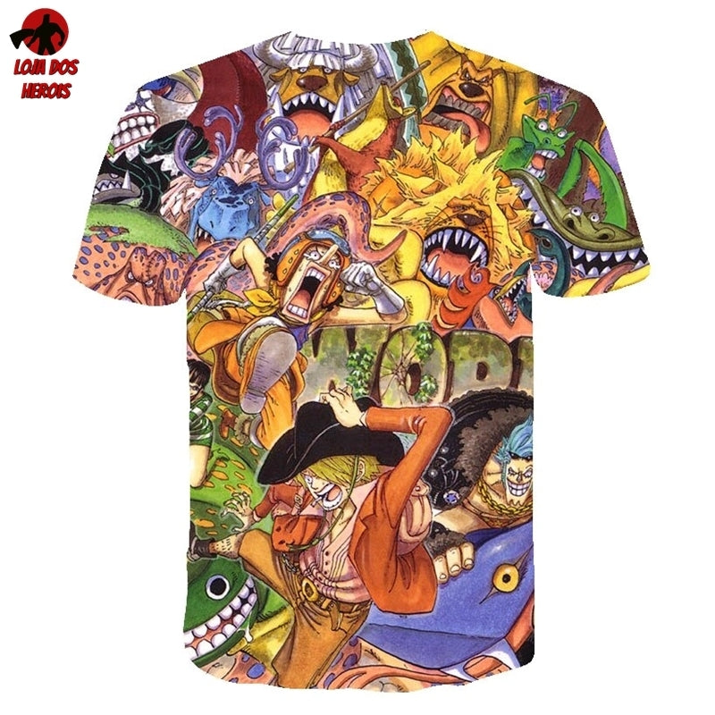 Camisa Camiseta Impressão 3D Full One Piece Anime Sanji E Usopp