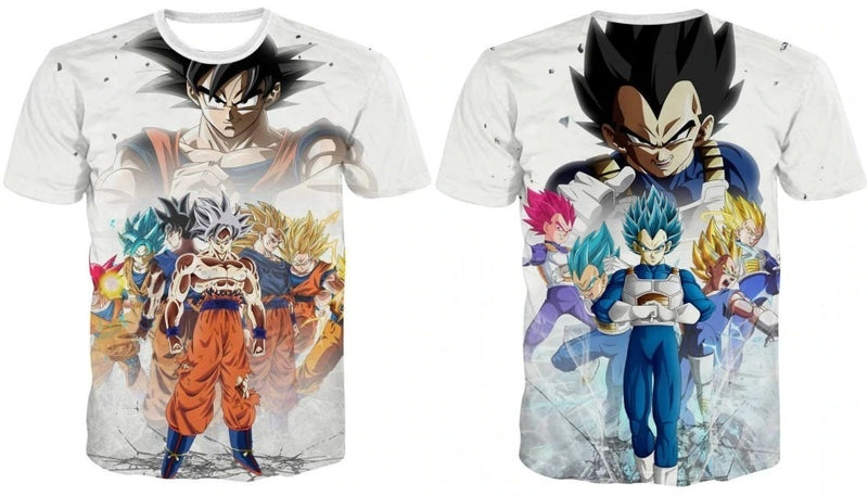Camisa Camiseta Impressão 3D Goku e Vegeta Vários Dragon Ball Super Estilo Clássico