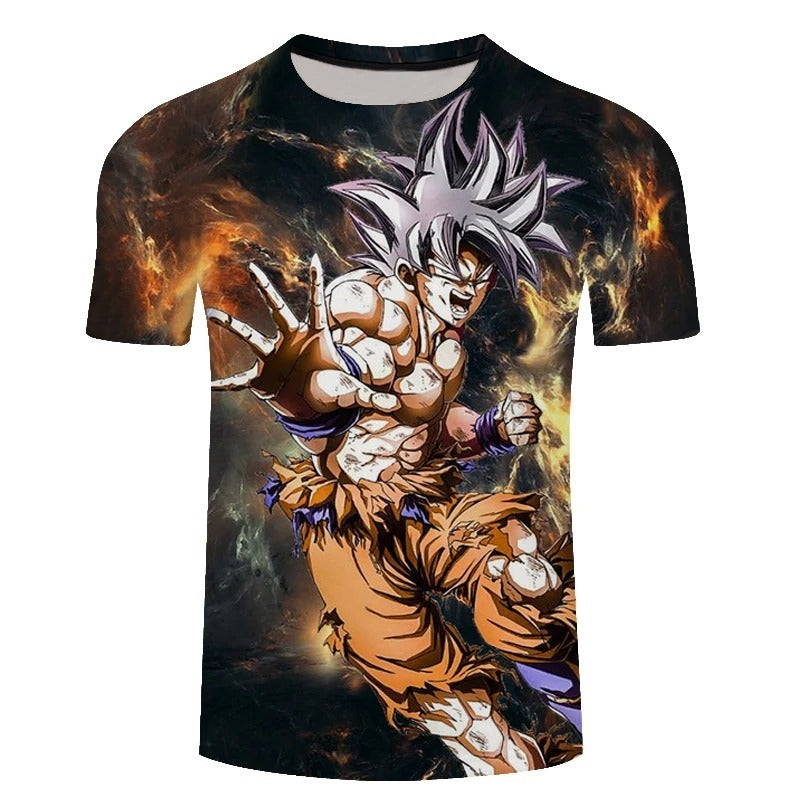 Camisa Camiseta Impressão 3D Goku Batalha Anime Dragon Ball Super Estilo Clássico