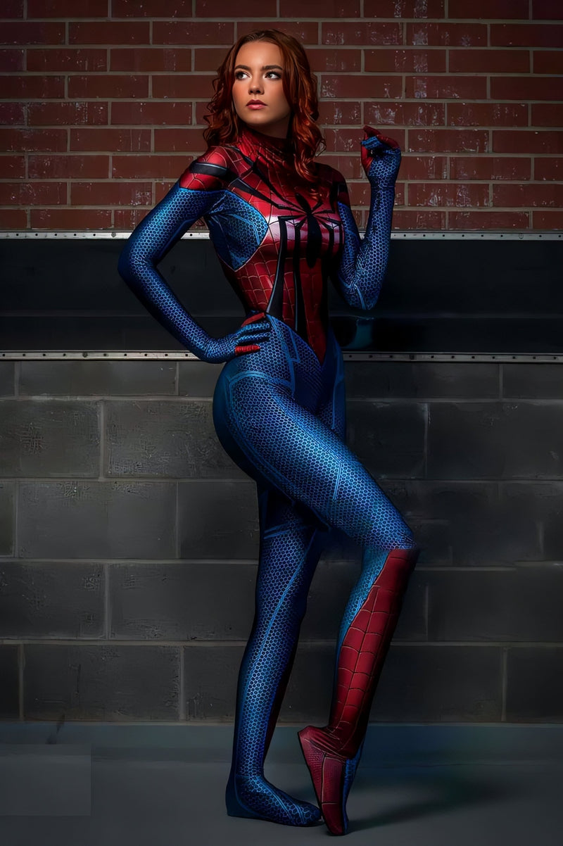 Fantasia Feminina Mulher Aranha Mary Jane Spider-Woman Traje Luxo Cosplay Mulheres