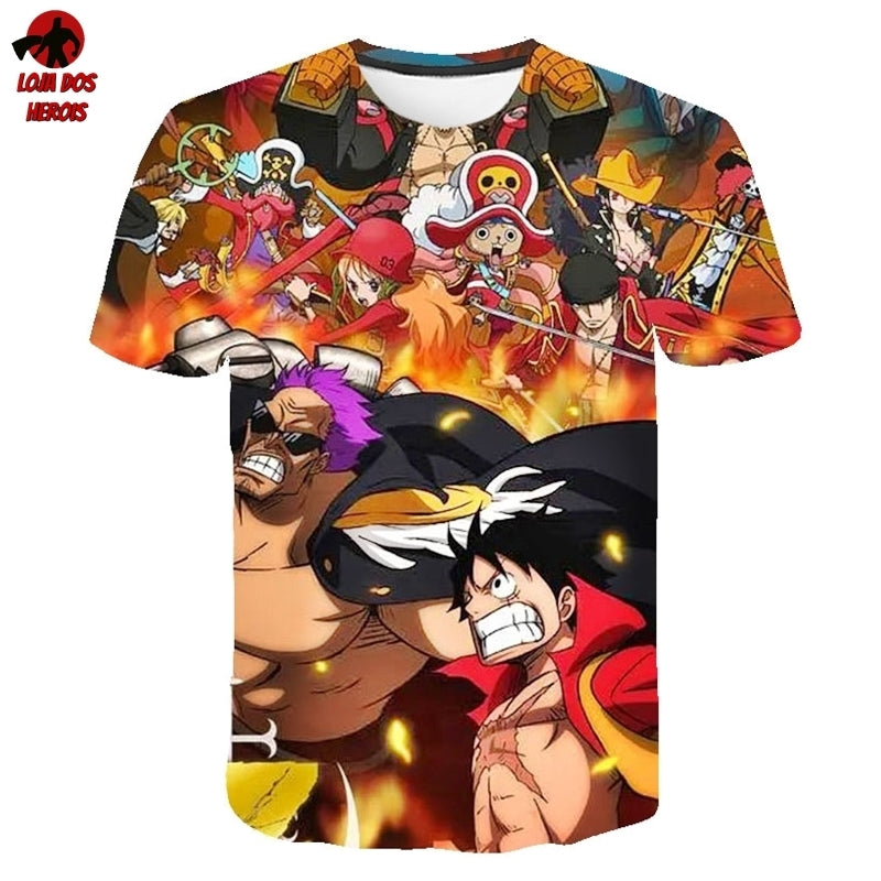 Camisa Camiseta Impressão 3D Full One Piece Anime Luffy Arco Yonkou