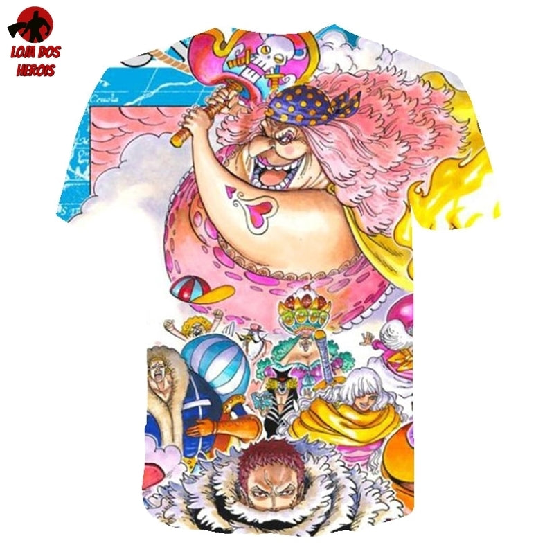 Camisa Camiseta Impressão 3D Full One Piece Anime Piratas Big Mom