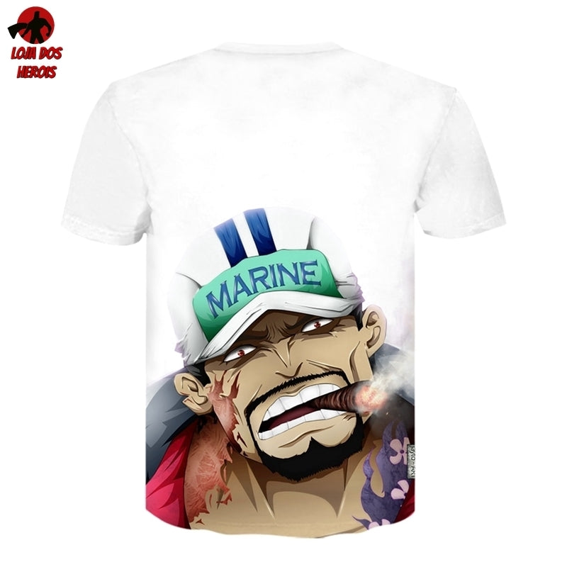 Camisa Camiseta Impressão 3D Full One Piece Anime Akainu Almirante