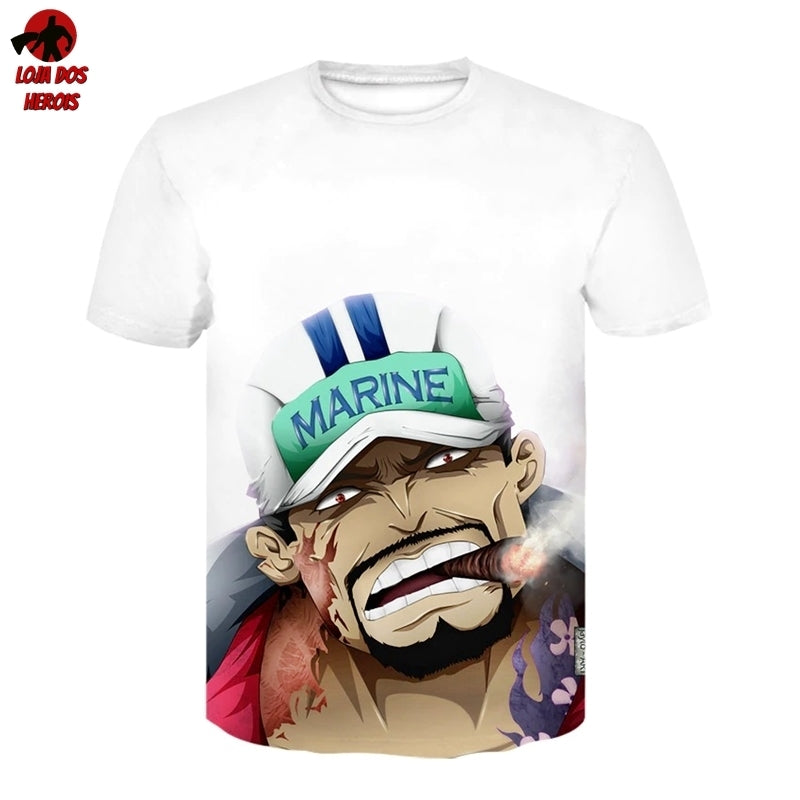 Camisa Camiseta Impressão 3D Full One Piece Anime Akainu Almirante