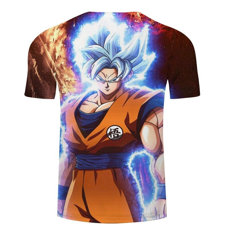 Camisa Camiseta Goku Cabelo Branco Dragon Ball Super Anime Impressão 3