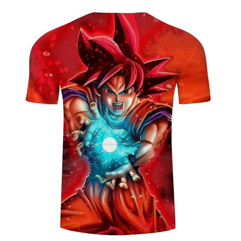Camisa Camiseta Impressão 3D Goku God Filme Dragon Ball Super Estilo Clássico