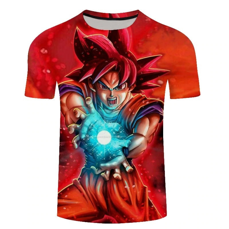 Camisa Camiseta Impressão 3D Goku God Filme Dragon Ball Super Estilo Clássico