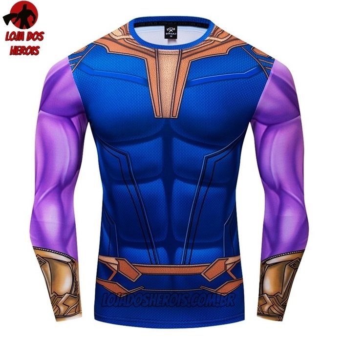 Camisa/Camiseta Hash Guard Thanos Vingadores Manga Compressão Segunda Pele