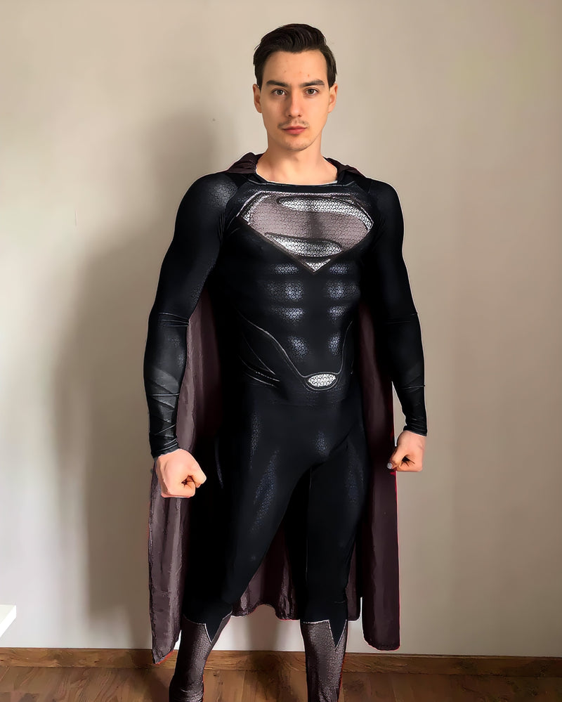Fantasia Superman Filme Black Adulto Cosplay Traje Luxo Super homem