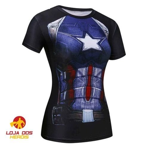 Camisa / Camiseta Hash Guard Capitão América Edição Especial - Feminina Compressão