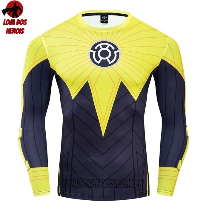 Camisa/Camiseta Hash Guard Lanterna Amarelo Clássico Manga Compressão Segunda Pele