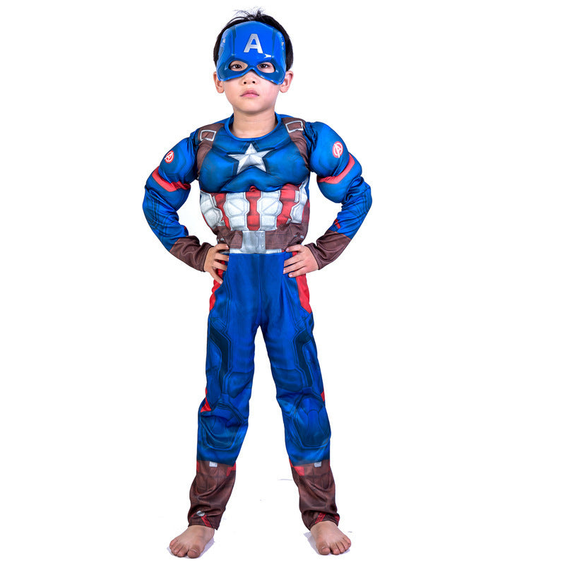 Fantasia Infantil Capitão América Com Enchimento Músculos Crianças Top