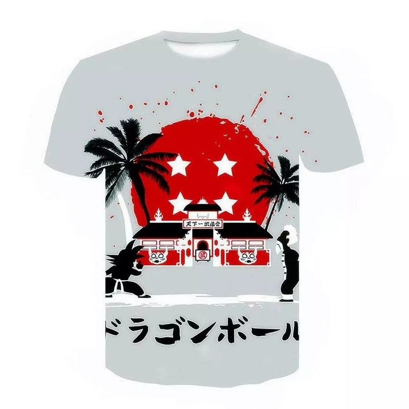 Camisa Camiseta Impressão 3D Goku e Mestre Kame Dragon Ball Z Estilo Clássico