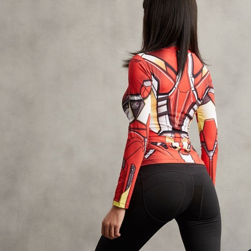 Camisa / Camiseta Hash Guard Feminina Homem De Ferro - Manga Longa Compressão