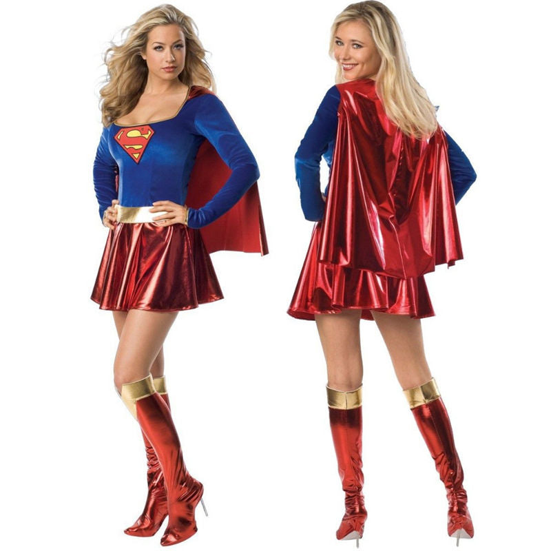 Fantasia Feminina Supergirl Completa Adulto e Infantil Cosplay Mulheres Traje Supermoça