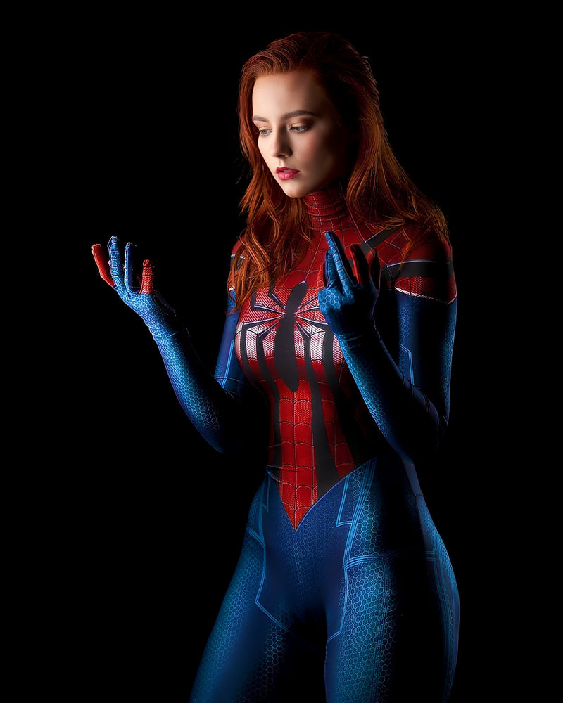 Fantasia Feminina Mulher Aranha Mary Jane Spider-Woman Traje Luxo Cosplay Mulheres