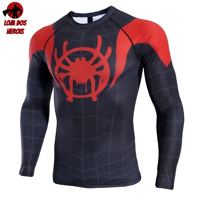 Camisa/Camiseta Hash Guard Homem Aranha No Aranhaverso - Miles Morales - Manga Compressão