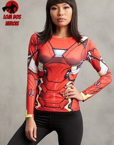 Camisa / Camiseta Hash Guard Feminina Homem De Ferro - Manga Longa Compressão
