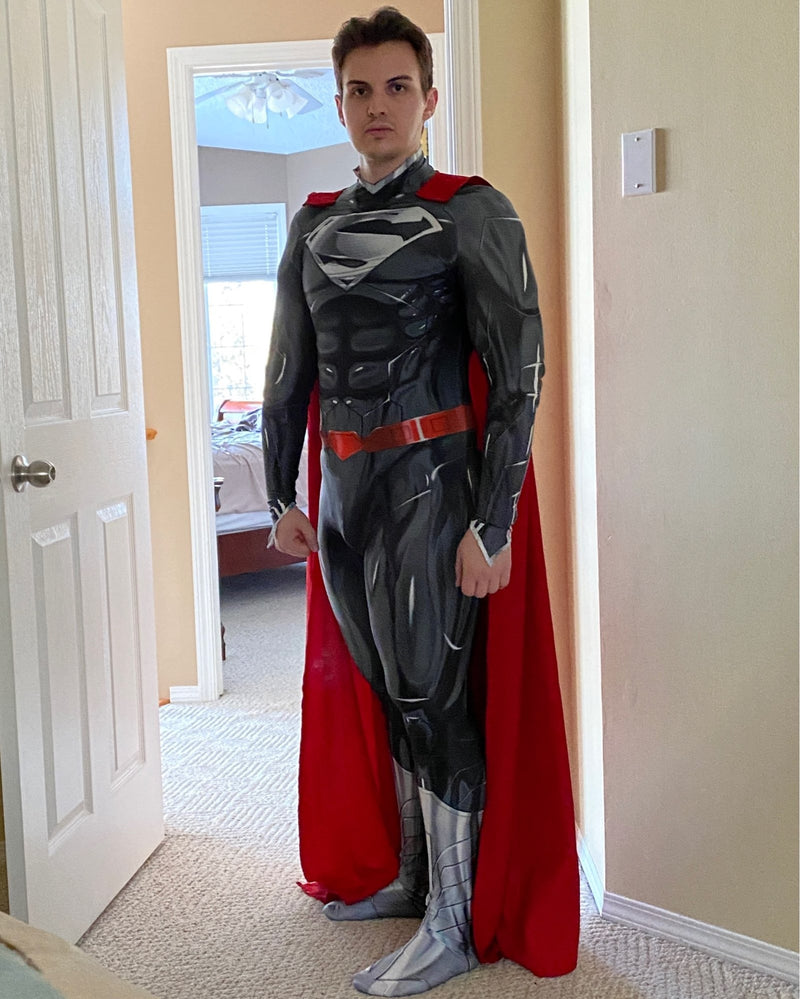 Fantasia Superman Black Adulto Cosplay Traje Luxo Super homem liga Da