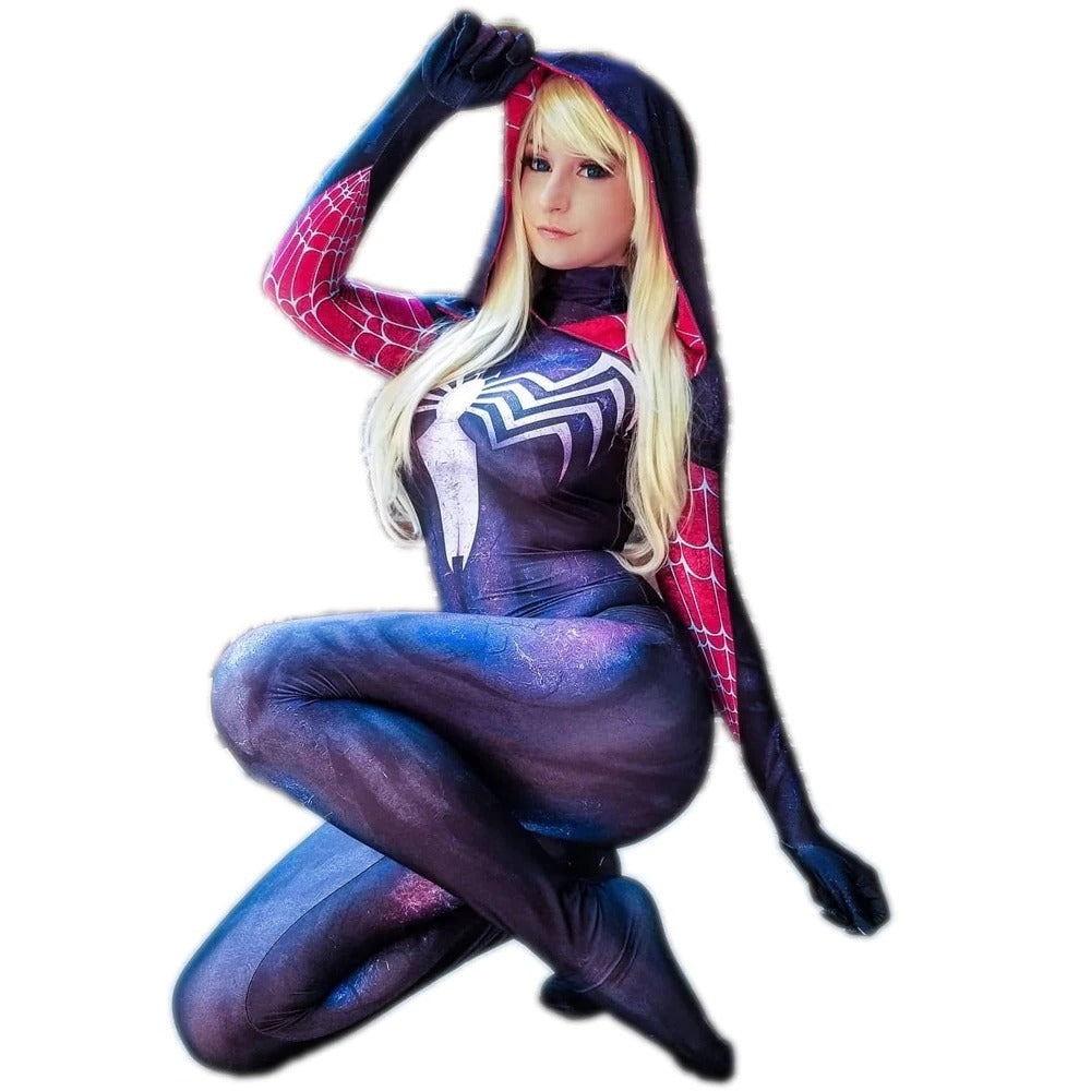 Fantasia Feminina Gwen Stacy Homem Aranha Cosplay Traje Luxo