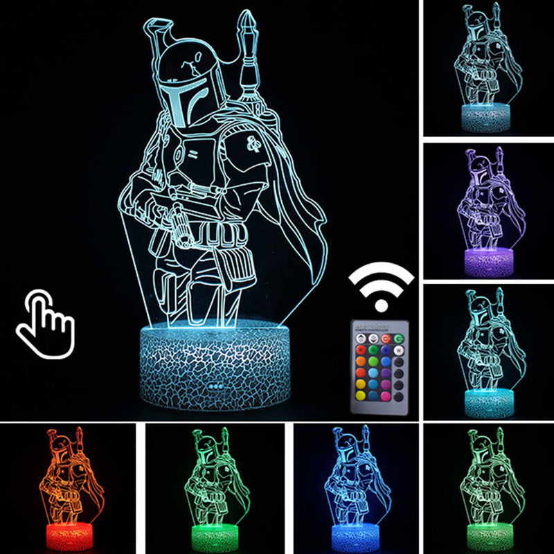 Luminária Abajur LED The Mandalorian Série Multicolorido Lanterna 3D Decorativo