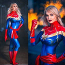 Fantasia Capitã Marvel Vingadores Cosplay Feminino Luxo Traje Profissional