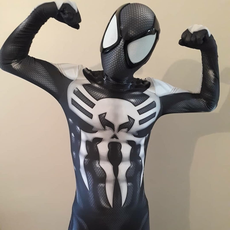 Fantasia Homem-Aranha Traje Negro Venom Adulto Cosplay Luxo
