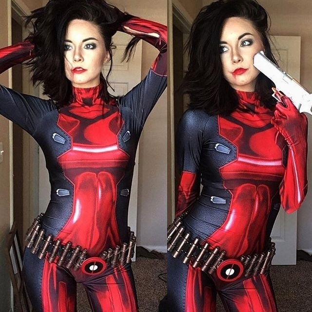 Fantasia Lady Deadpool Cosplay Feminino Luxo Traje Profissional - com Máscara