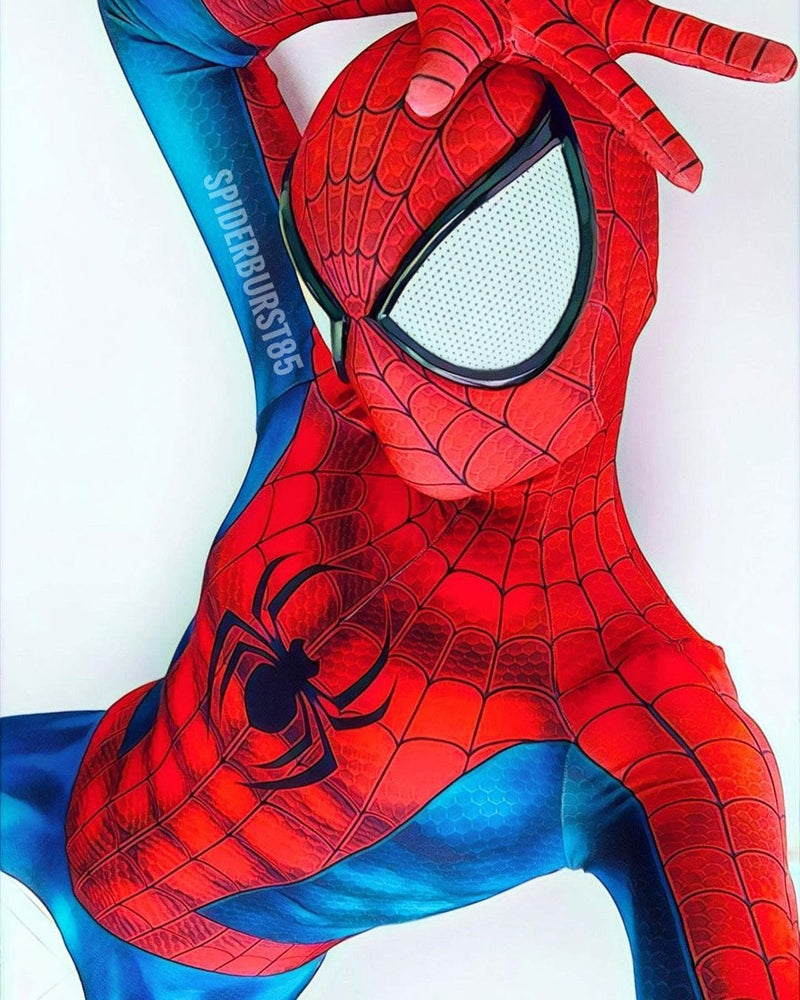 Fantasia Homem Aranha Peter Parker HQ's Big Eyes Cosplay Traje Luxo profissional