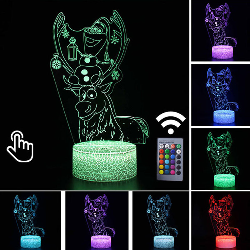 Luminária Abajur LED Olaf Personagem Frozen Multicolorido Lanterna 3D Decorativo