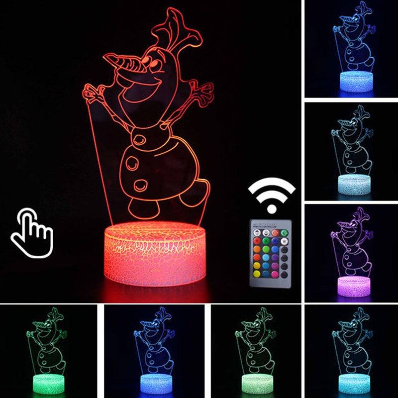 Luminária Abajur LED Olaf Personagem Multicolorido Lanterna 3D Decorativo