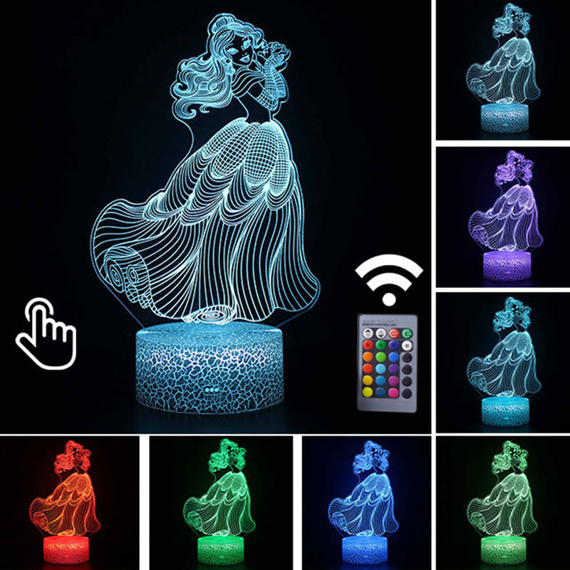 Luminária Abajur LED Princesa Bela Personagem Multicolorido Lanterna 3D Decorativo