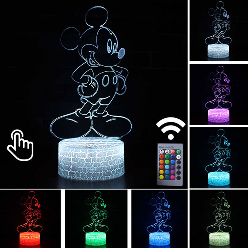 Luminária Abajur LED Mickey Mouse Multicolorido Lanterna 3D Decorativo
