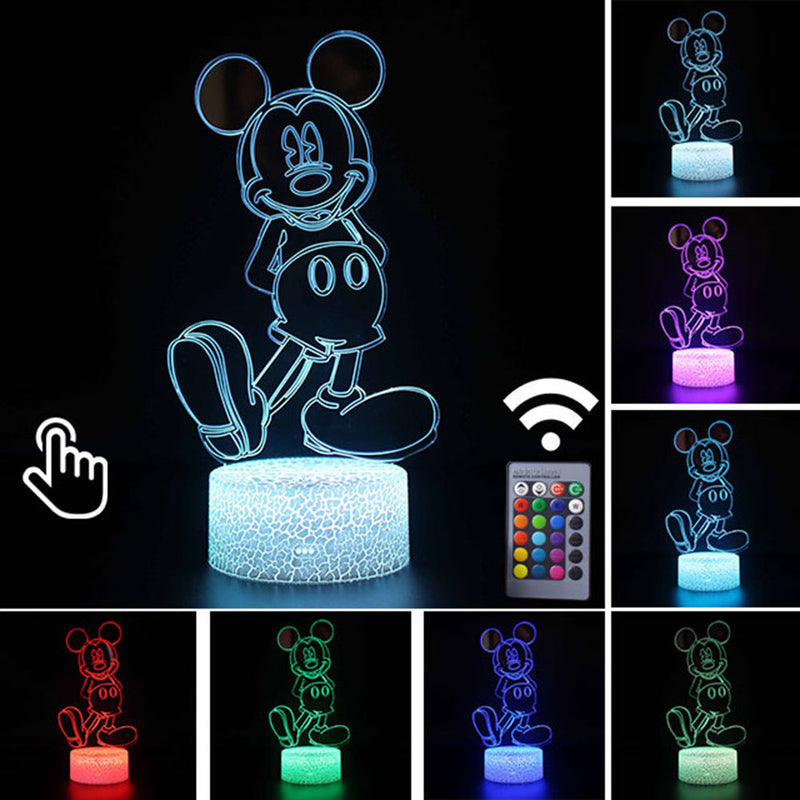 Luminária Abajur LED Mickey Mouse Clássico Multicolorido Lanterna 3D Decorativo