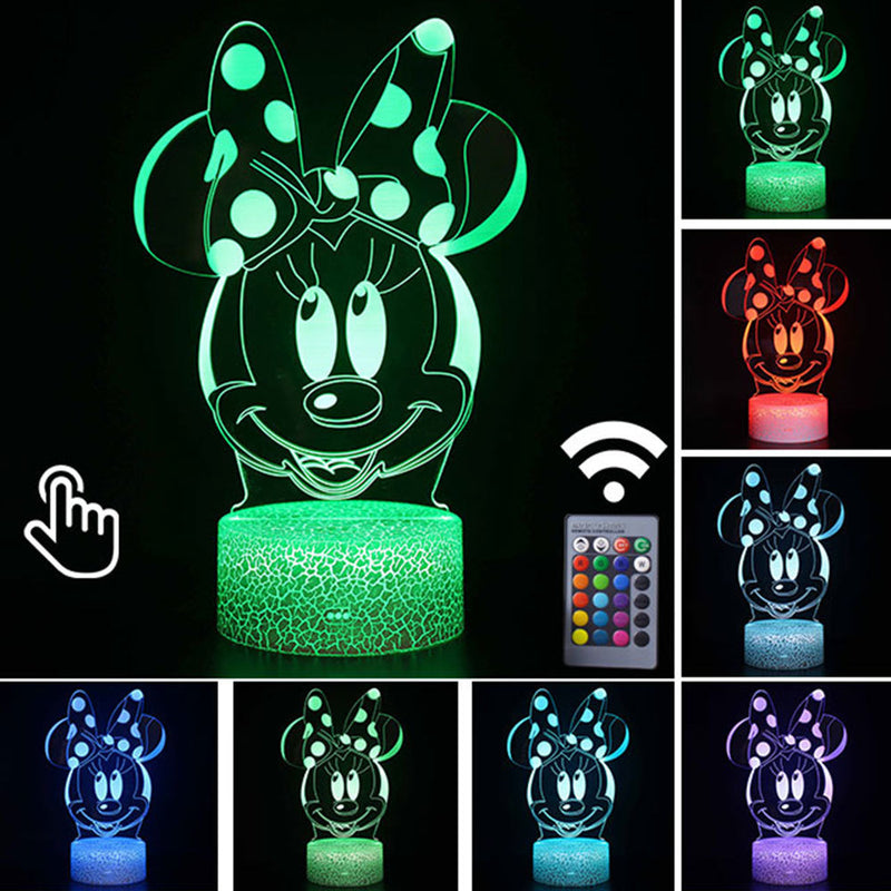 Luminária Abajur LED Minnie Mouse Clássico Multicolorido Lanterna 3D Decorativo