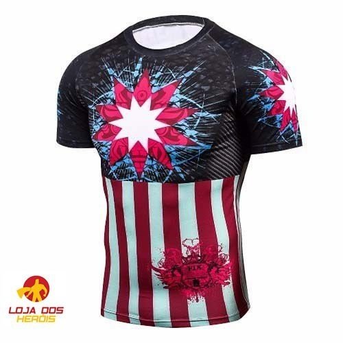 Camisa / Camiseta Hash Guard Compressão Capitão América Edição Especial