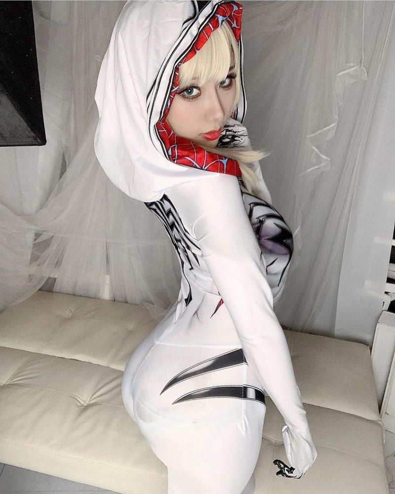 Fantasia Feminina Gwen Stacy Venom Adulto Cosplay Traje Luxo