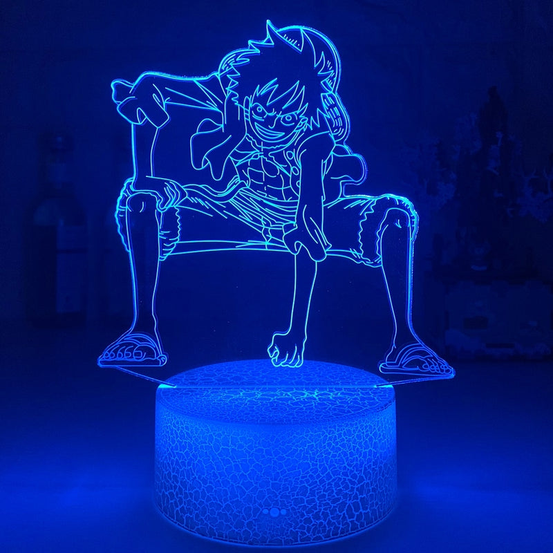Luminária Abajur LED Anime One Piece - Luffy e Zoro Multicolorido Lanterna 3D Decorativo