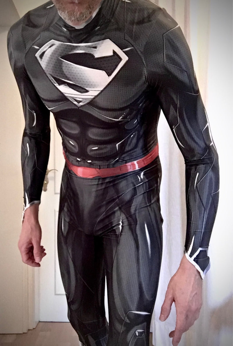 Fantasia Superman Black Adulto Cosplay Traje Luxo Super homem liga Da jutiça