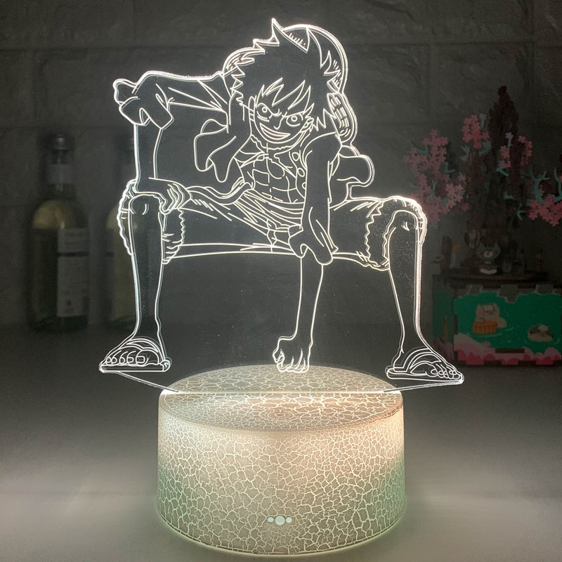 Luminária Abajur LED Anime One Piece - Luffy e Zoro Multicolorido Lanterna 3D Decorativo
