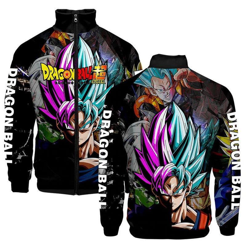 Jaqueta Corta Vento 3D Goku Black Vs Goku Anime Dragon Ball Super Top
