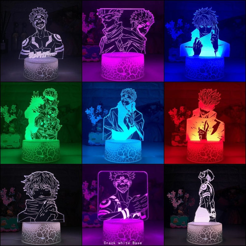 Luminária Abajur LED Anime Jujutsu Kaisen Multicolorido Lanterna 3D Decorativo