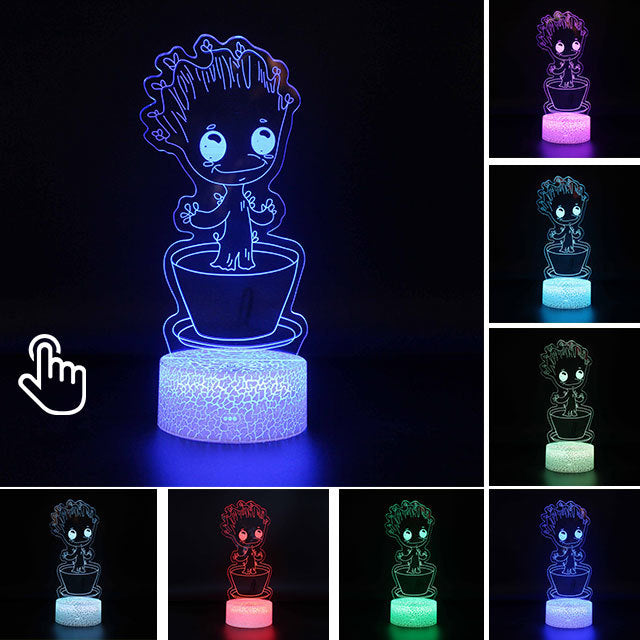 Luminária Abajur LED Baby Groot Vingadores Multicolorido Lanterna 3D Decorativo