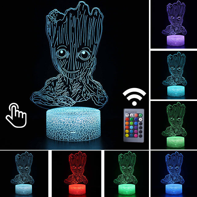 Luminária Abajur LED Baby Groot Multicolorido Lanterna 3D Decorativo