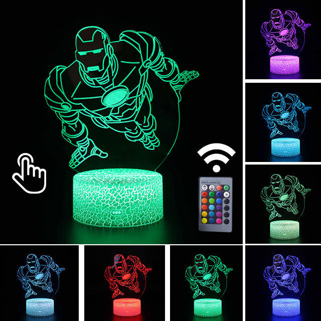 Luminária Abajur LED Homem de Ferro Multicolorido Lanterna 3D Decorativo 2
