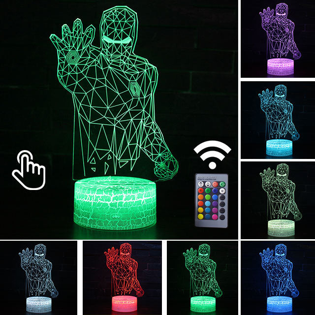 Luminária Abajur LED Homem de Ferro Batalha Multicolorido Lanterna 3D Decorativo 2