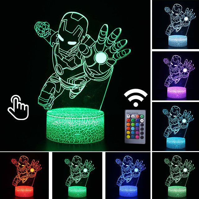 Luminária Abajur LED Homem de Ferro Filme Multicolorido Lanterna 3D Decorativo 2