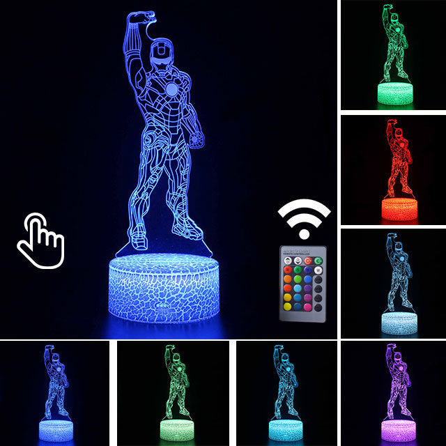 Luminária Abajur LED Homem de Ferro Hq Multicolorido Lanterna 3D Decorativo 2